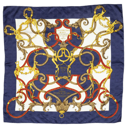 Hermes Scarf Navy White Gold 100% Jacquardsilk — view 2