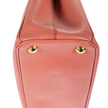 Prada Largedouble Zip Galleria Tote Pink Saffiano Leather — view 8