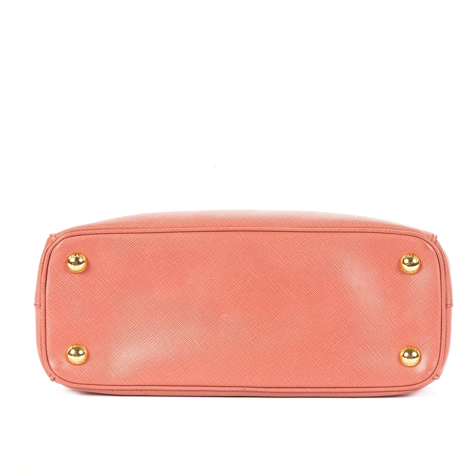 Prada Largedouble Zip Galleria Tote Pink Saffiano Leather — view 6