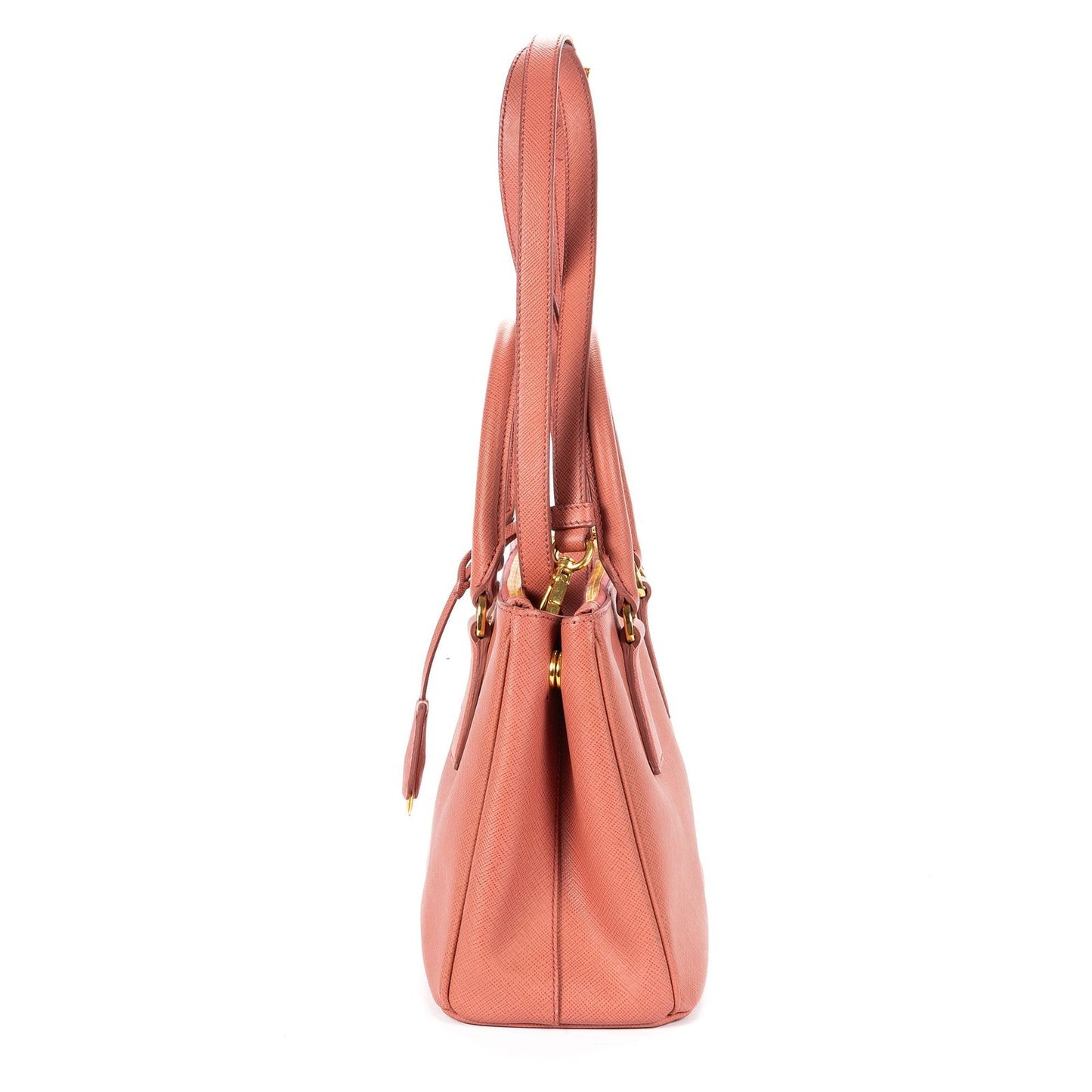 Prada Largedouble Zip Galleria Tote Pink Saffiano Leather — view 3