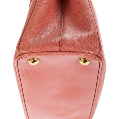 Prada Largedouble Zip Galleria Tote Pink Saffiano Leather — view 7