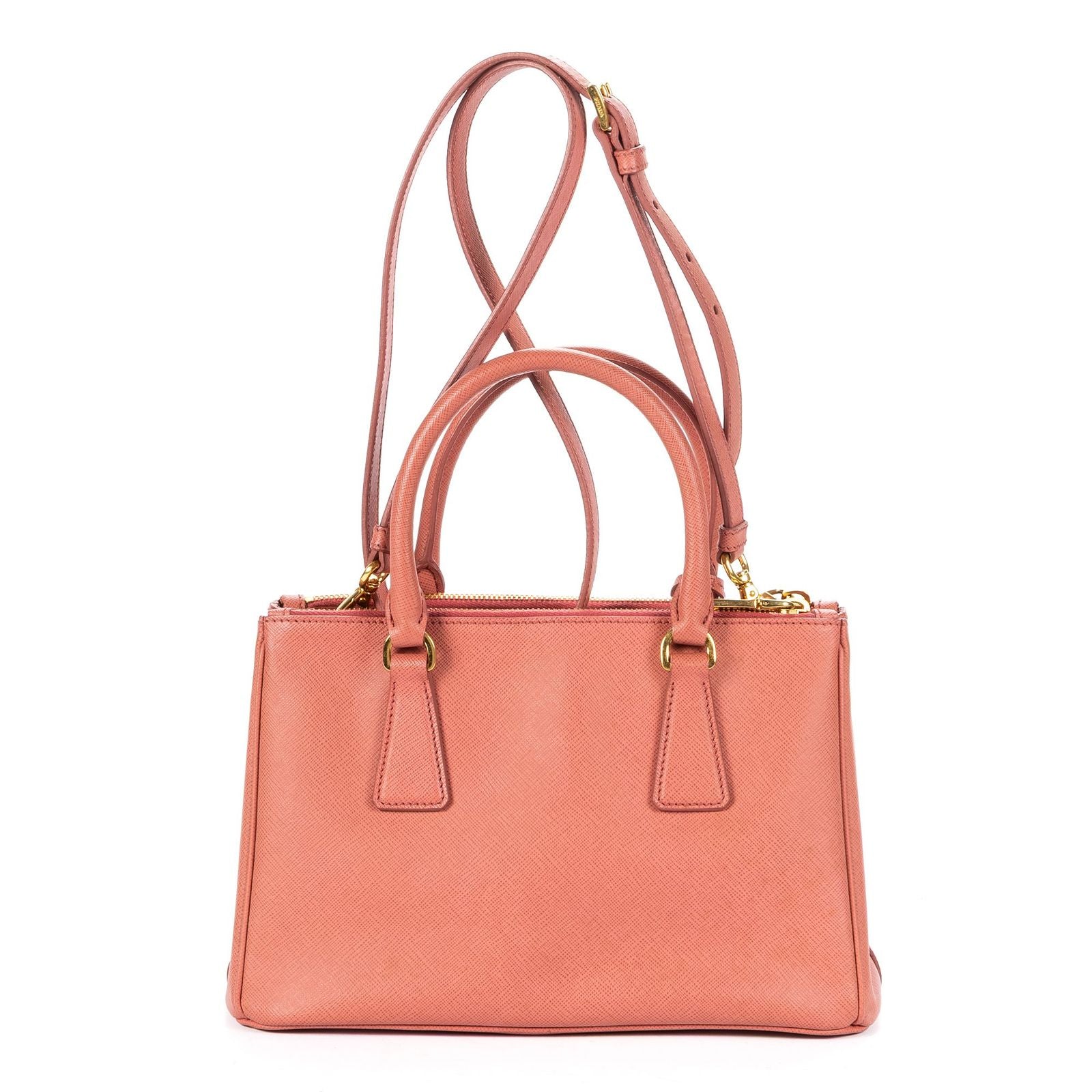 Prada Largedouble Zip Galleria Tote Pink Saffiano Leather — view 5