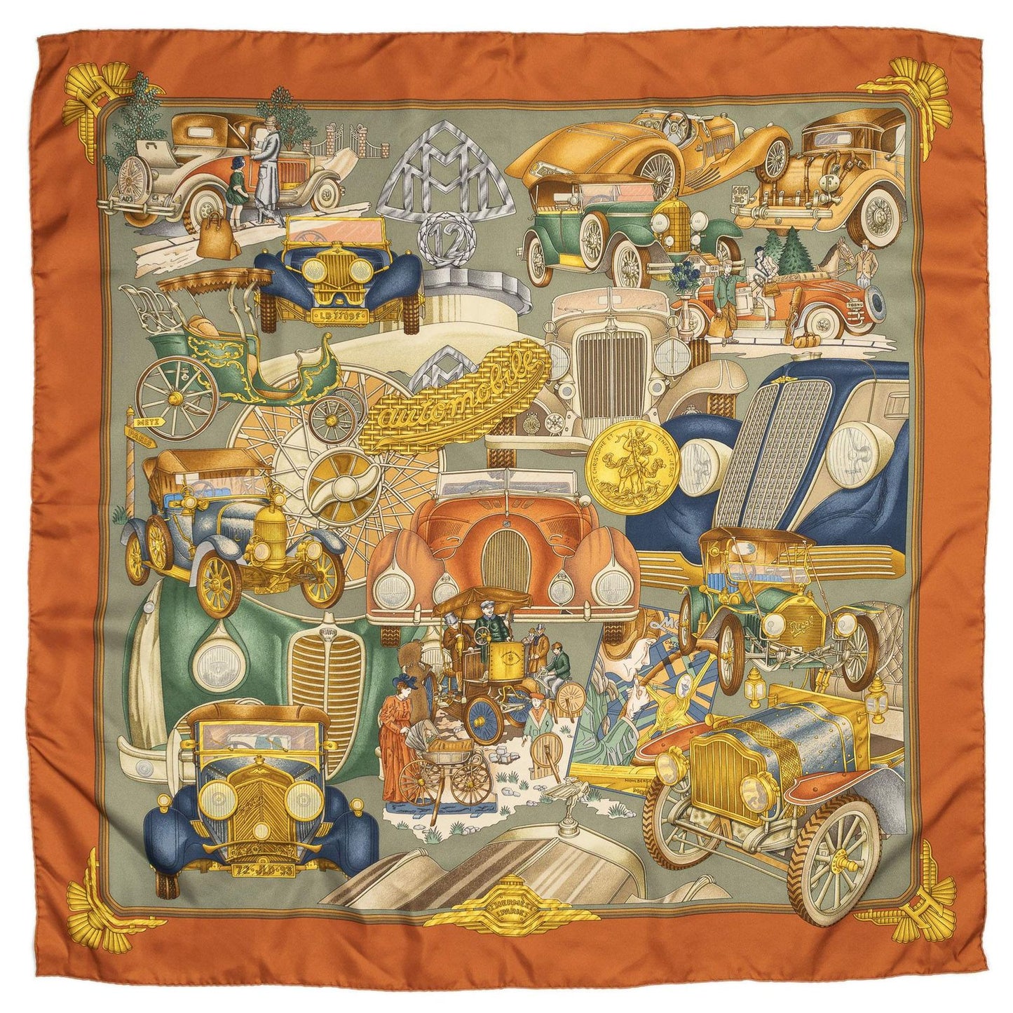 Hermes Scarf Orange Green 100% Twillsilk — view 2