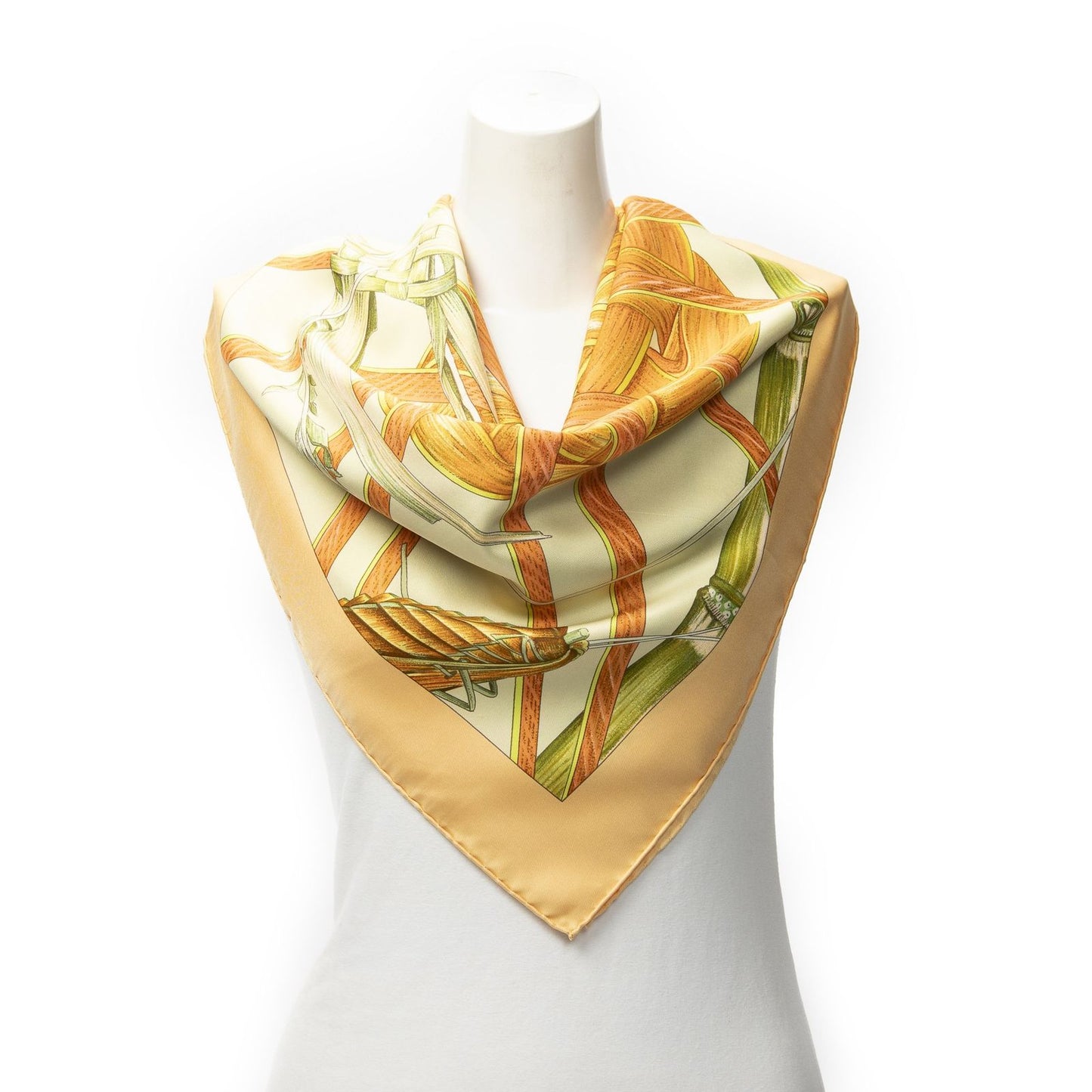Hermes Scarf Orange Green Silk