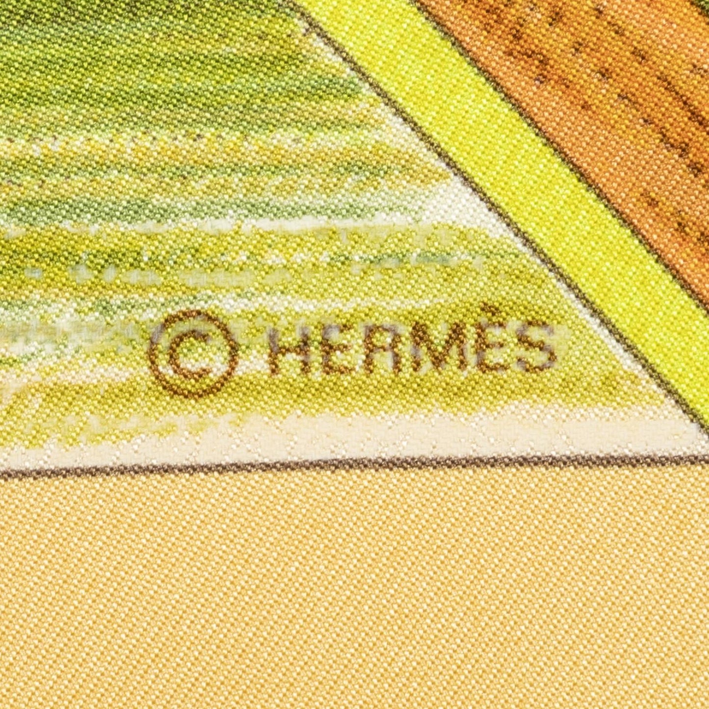 Hermes Scarf Orange Green Silk — view 4