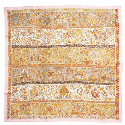 Hermes Scarf Pink Orange White 100% Twillsilk — view 2