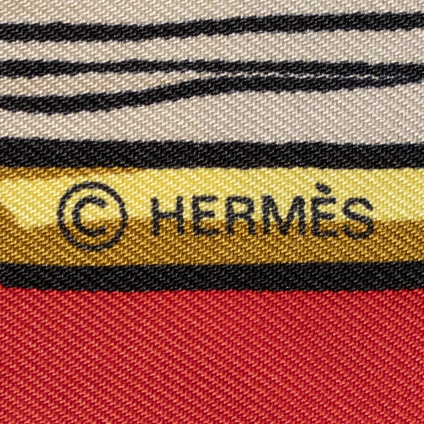 Hermes Scarf Red Ivory Brown 100% Twillsilk — view 4