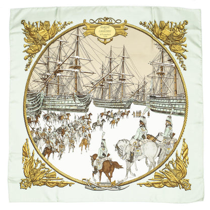Hermes Scarf Lightgreen Beige 100% Twillsilk — view 2