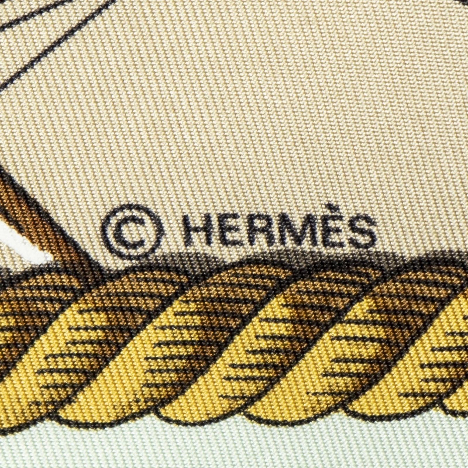 Hermes Scarf Lightgreen Beige 100% Twillsilk — view 4
