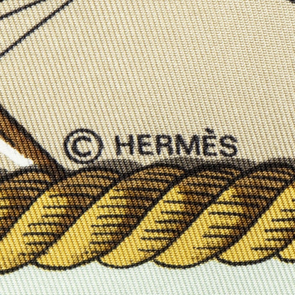 Hermes Scarf Lightgreen Beige 100% Twillsilk — view 4