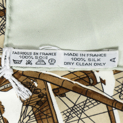 Hermes Scarf Lightgreen Beige 100% Twillsilk — view 5