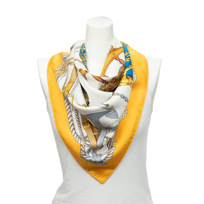 Hermes Scarf Yellow Ivory 100% Twillsilk