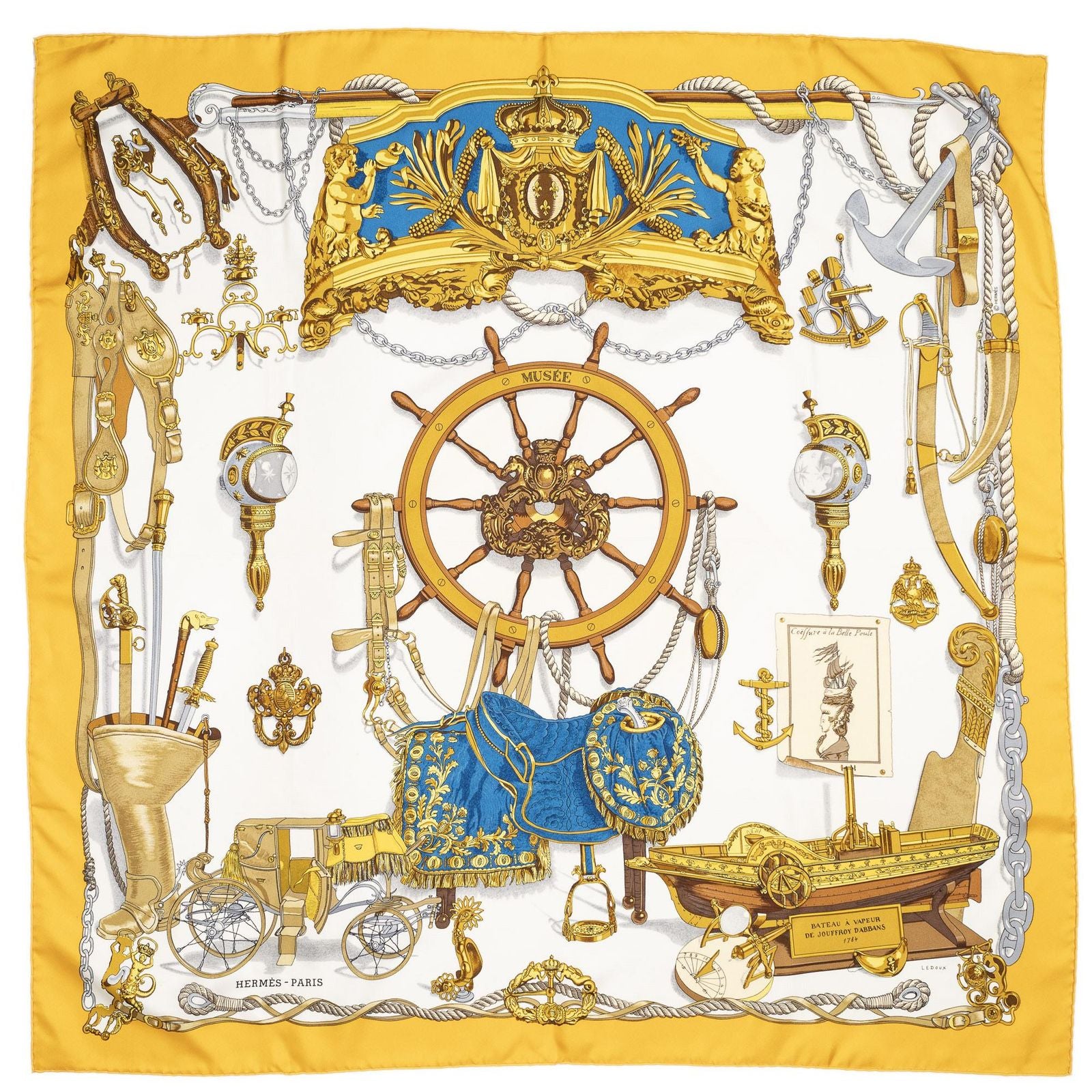 Hermes Scarf Yellow Ivory 100% Twillsilk — view 2