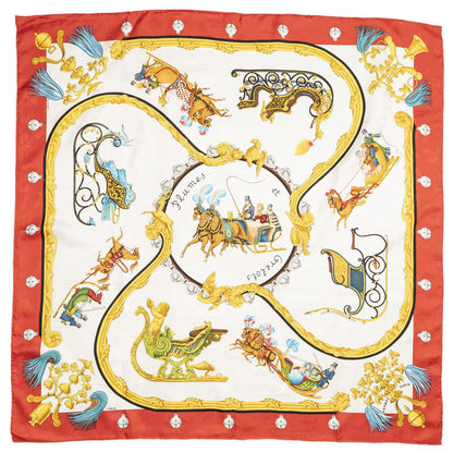 Hermes Scarf Red Ivory 100% Jacquardsilk — view 2