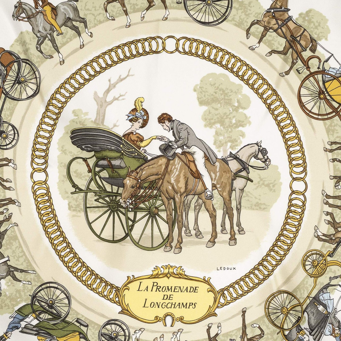 Hermes Scarf Lightpink Green Twillsilk — view 3