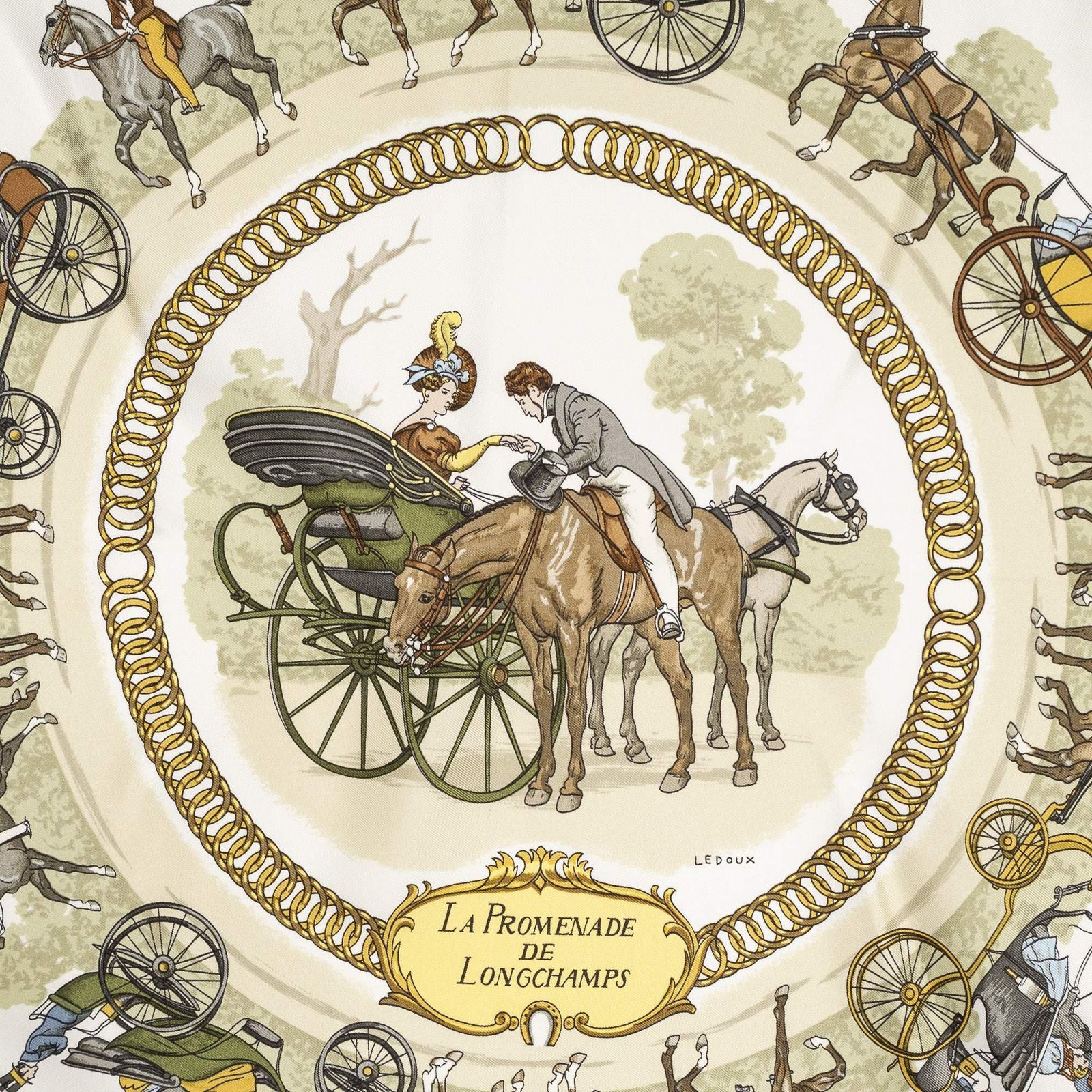 Hermes Scarf Lightpink Green Twillsilk — view 3