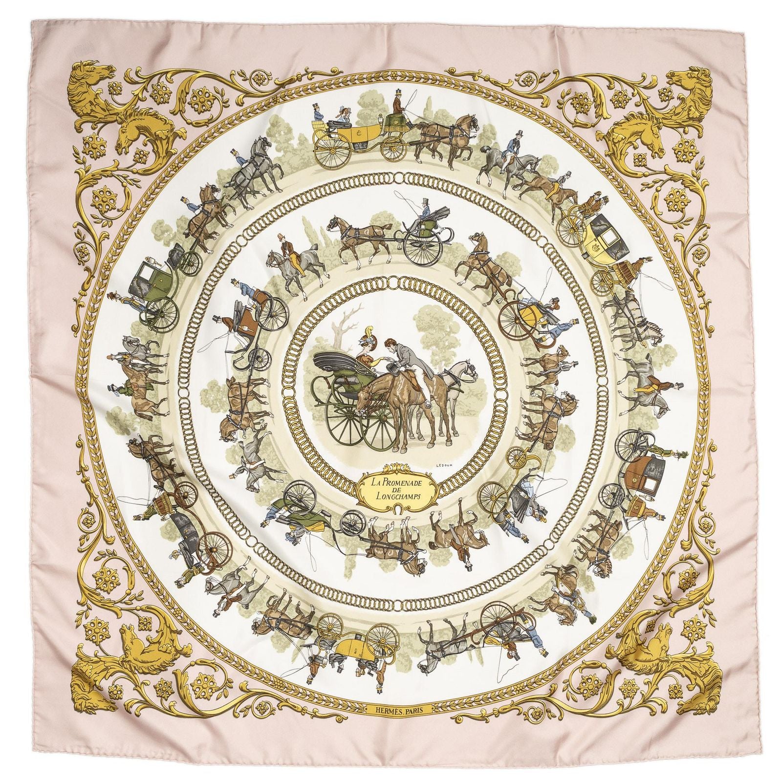 Hermes Scarf Lightpink Green Twillsilk — view 2