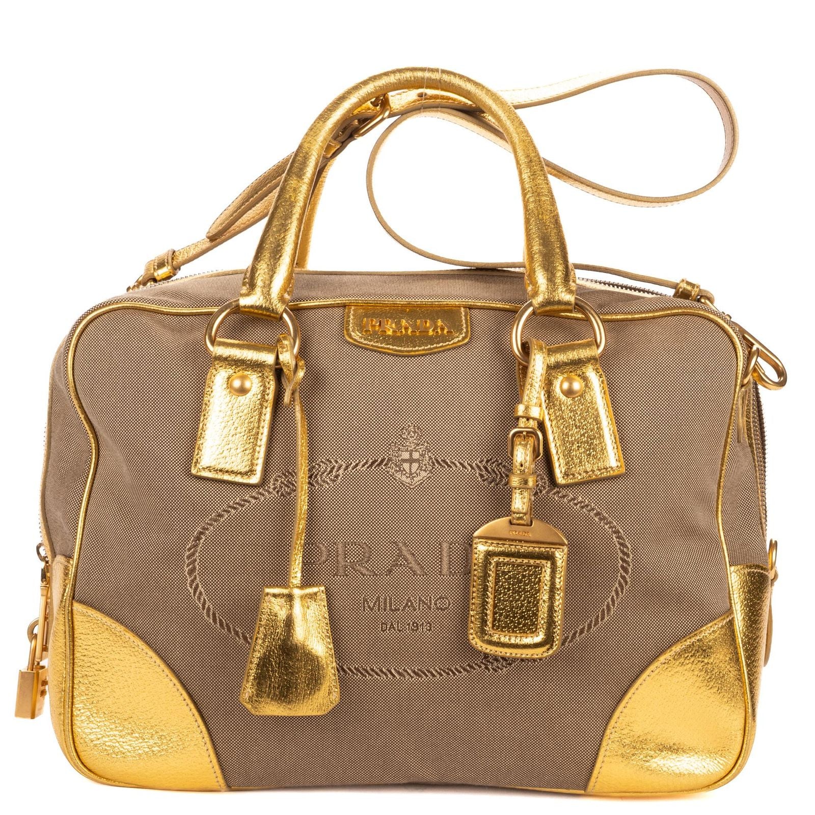 Prada Beige Jacquard canvas Shoulder