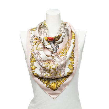 Hermes Scarf Pink Ivory 100% Twillsilk