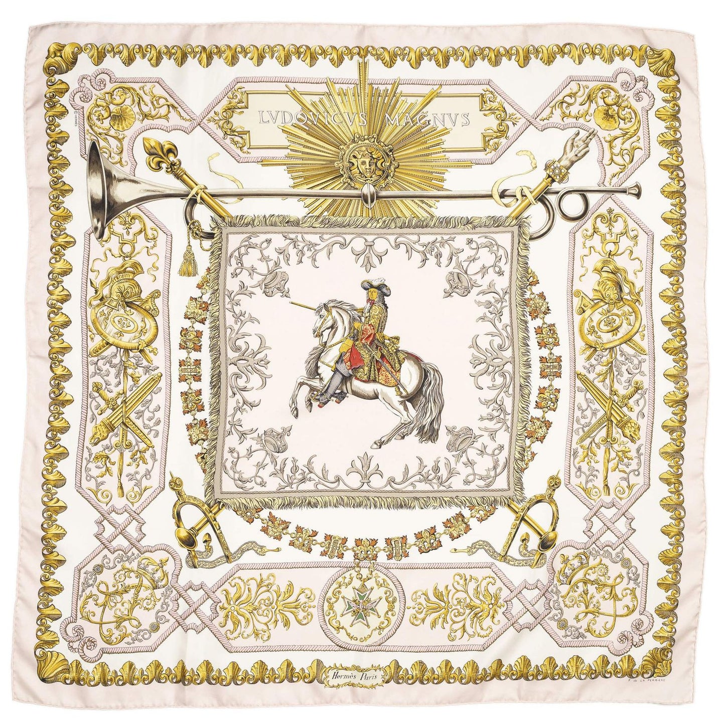 Hermes Scarf Pink Ivory 100% Twillsilk — view 2