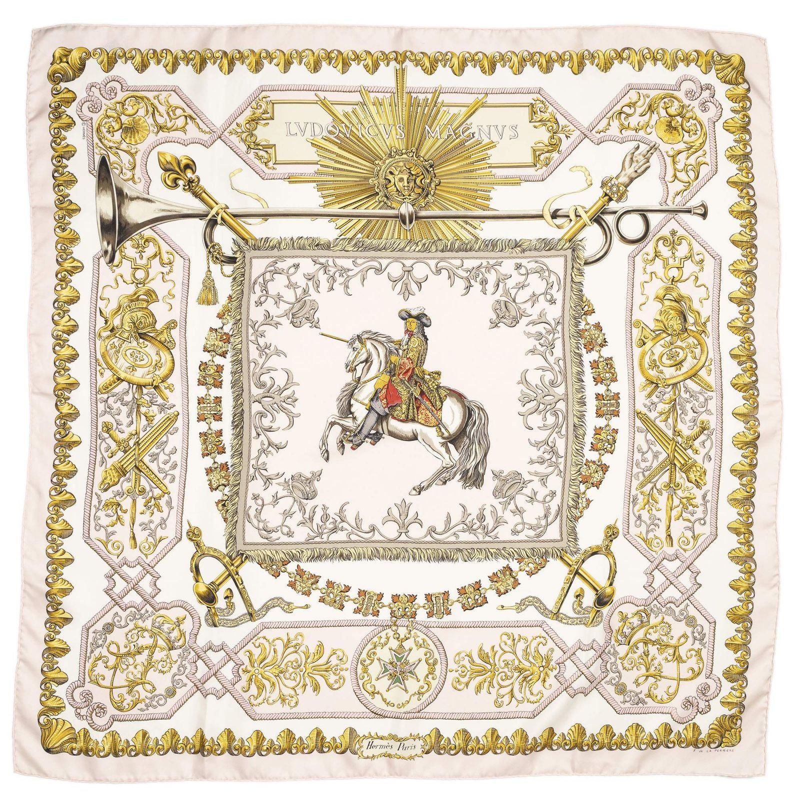 Hermes Scarf Pink Ivory 100% Twillsilk — view 2