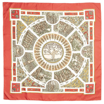 Hermes Scarf Red Green White 100% Twillsilk — view 2