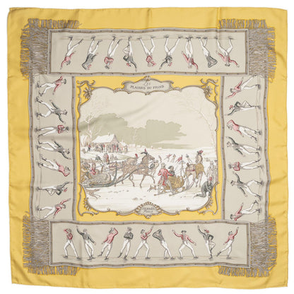Hermes Scarf Yellow Gray Red 100% Twillsilk — view 2