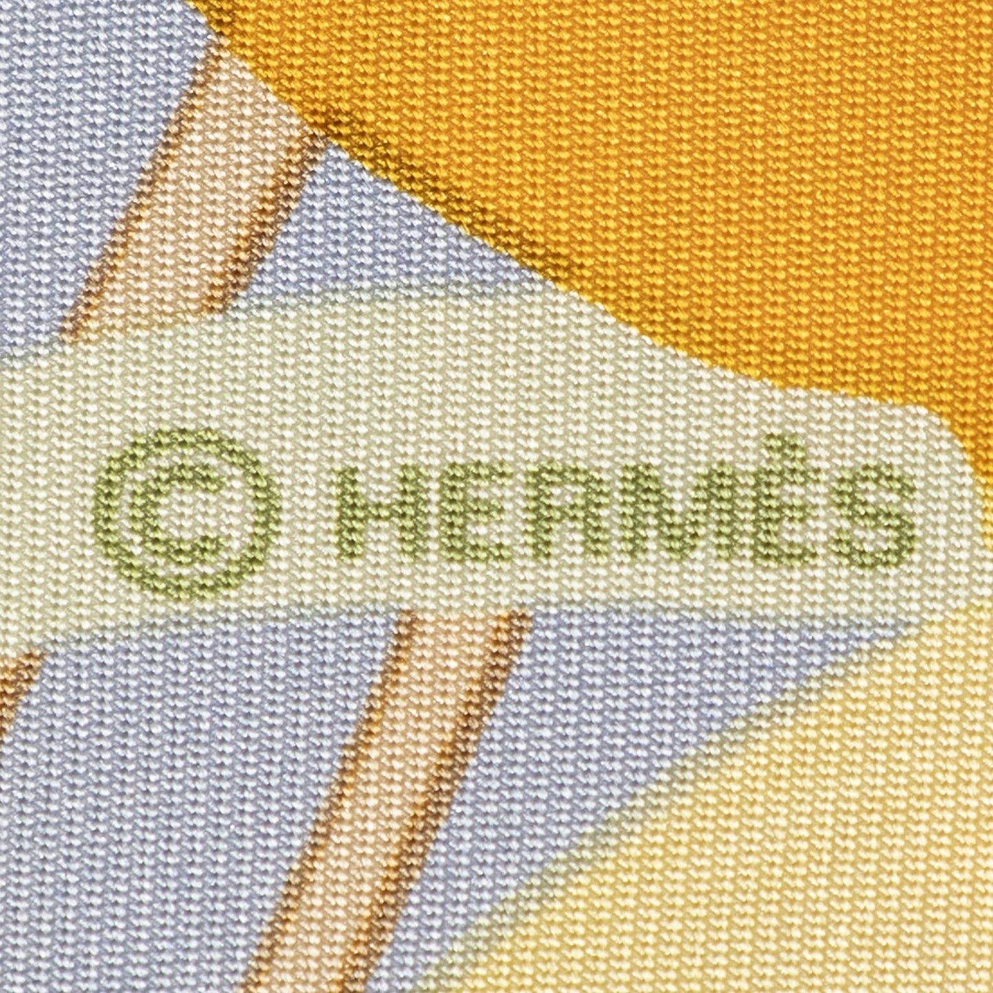 Hermes Scarf Light Blue Yellow Green 100% Twillsilk — view 4