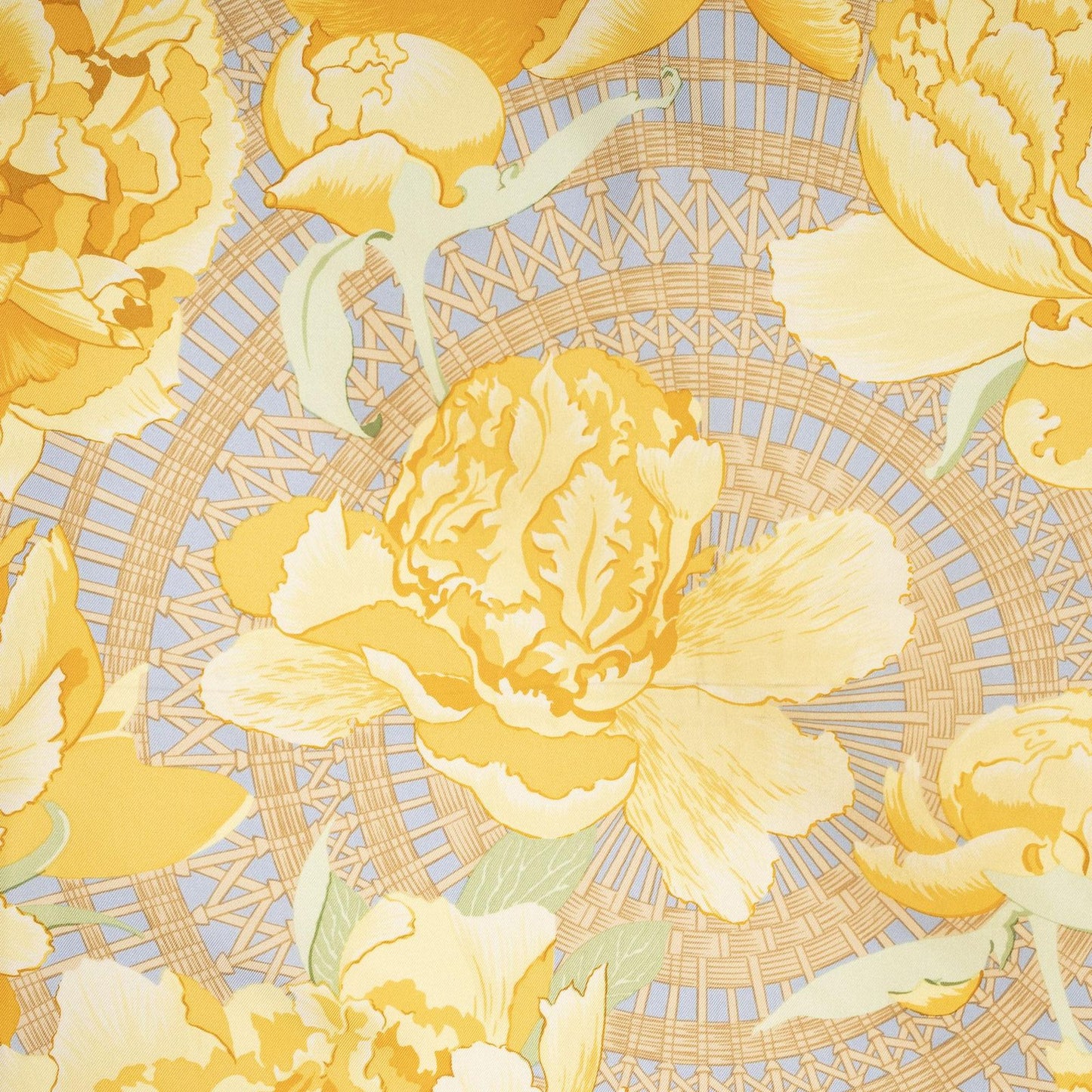 Hermes Scarf Light Blue Yellow Green 100% Twillsilk — view 3