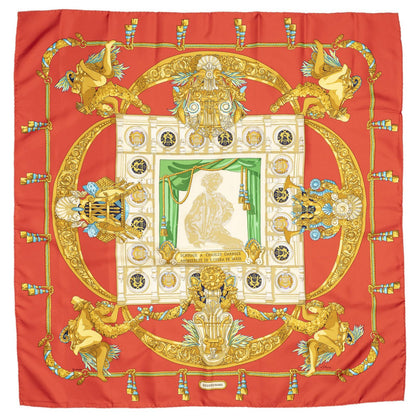 Hermes Scarf Red Beige 100% Twillsilk — view 2