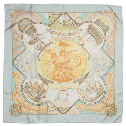 Hermes Scarf Orange Lightgreen 100% Twillsilk — view 2