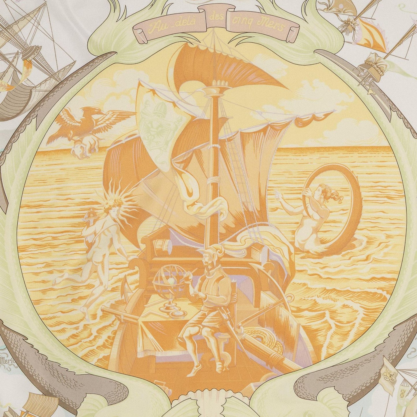 Hermes Scarf Orange Lightgreen 100% Twillsilk — view 3