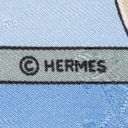 Hermes Scarf Light Blue Green Beige 100% Jacquardsilk — view 4