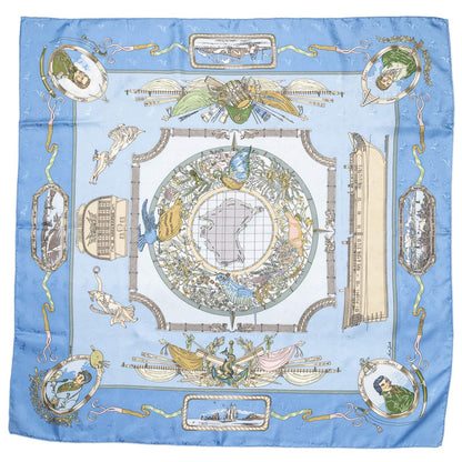Hermes Scarf Light Blue Green Beige 100% Jacquardsilk — view 2