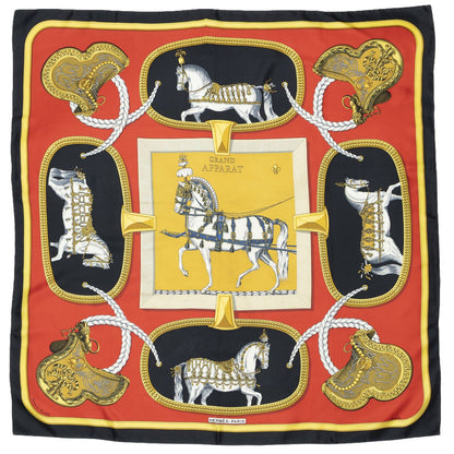 Hermes Scarf Red Black Yellow 100% Twillsilk — view 2