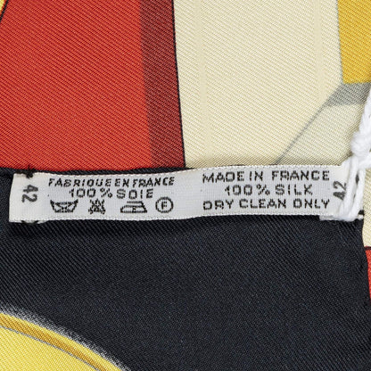 Hermes Scarf Red Black Yellow 100% Twillsilk — view 5