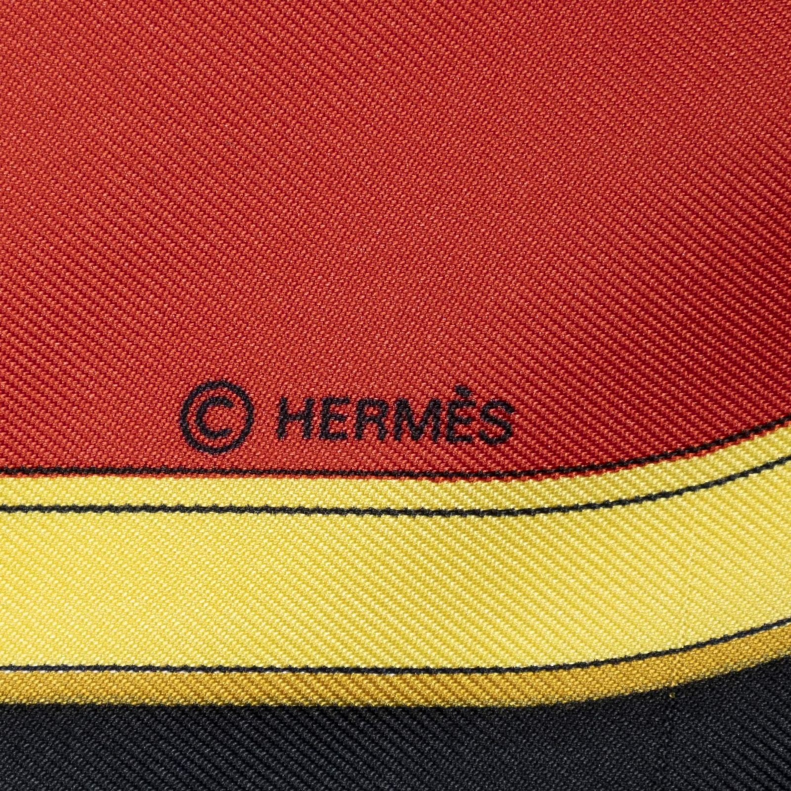 Hermes Scarf Red Black Yellow 100% Twillsilk — view 4