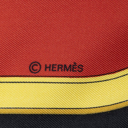 Hermes Scarf Red Black Yellow 100% Twillsilk — view 4