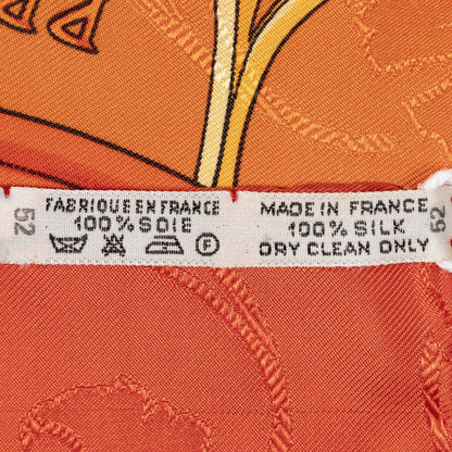 Hermes Scarf Orange Red Green 100% Jacquardsilk — view 5