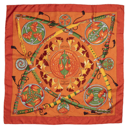 Hermes Scarf Orange Red Green 100% Jacquardsilk — view 2