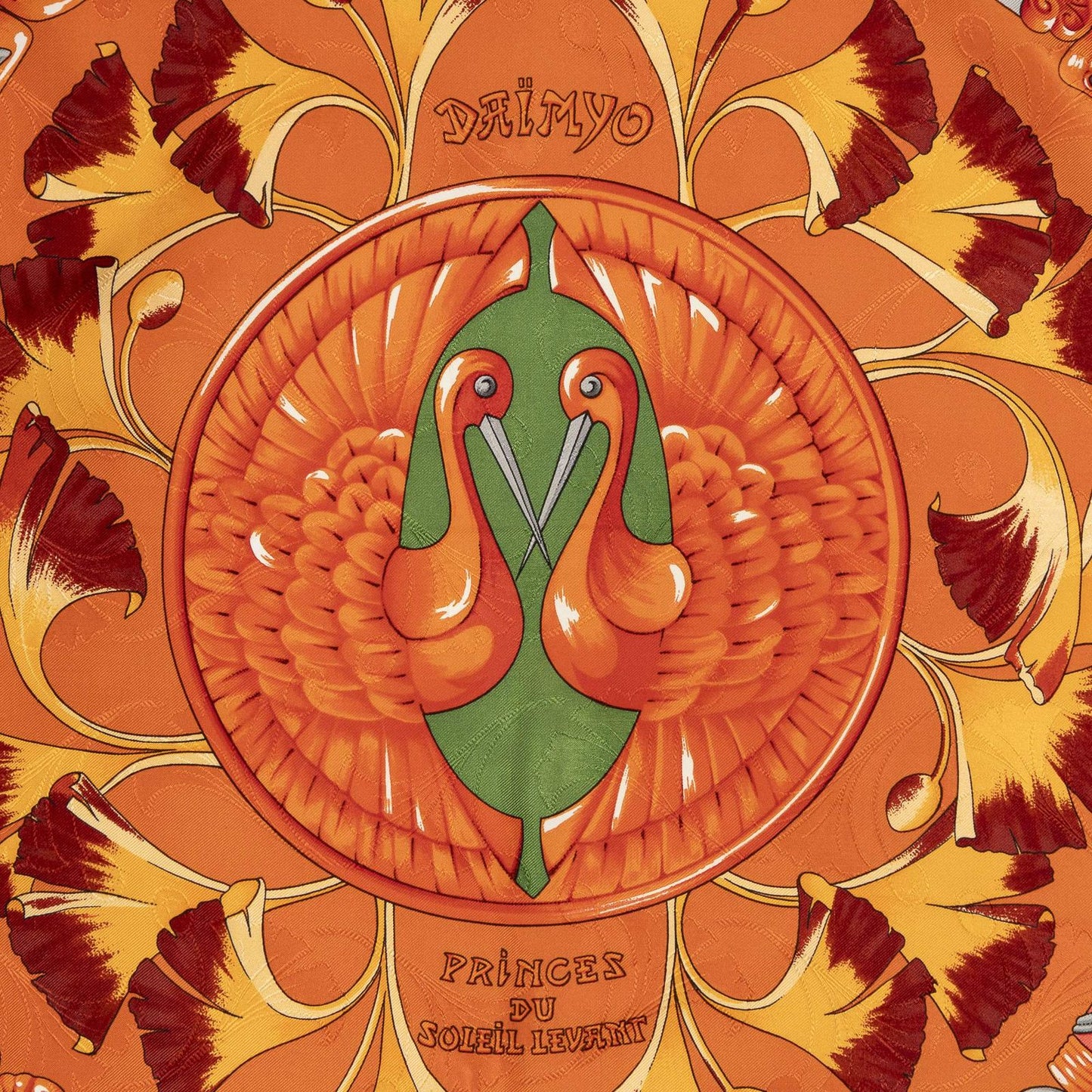 Hermes Scarf Orange Red Green 100% Jacquardsilk — view 3