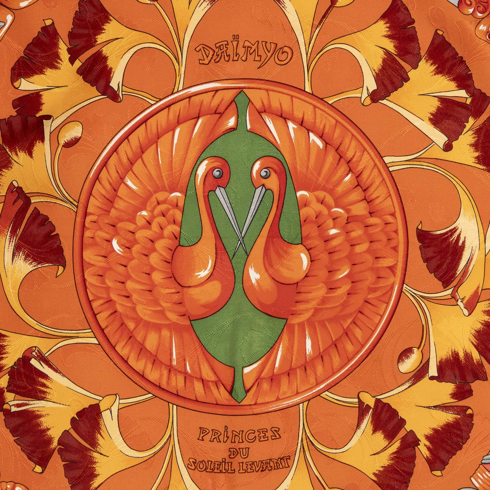 Hermes Scarf Orange Red Green 100% Jacquardsilk — view 3