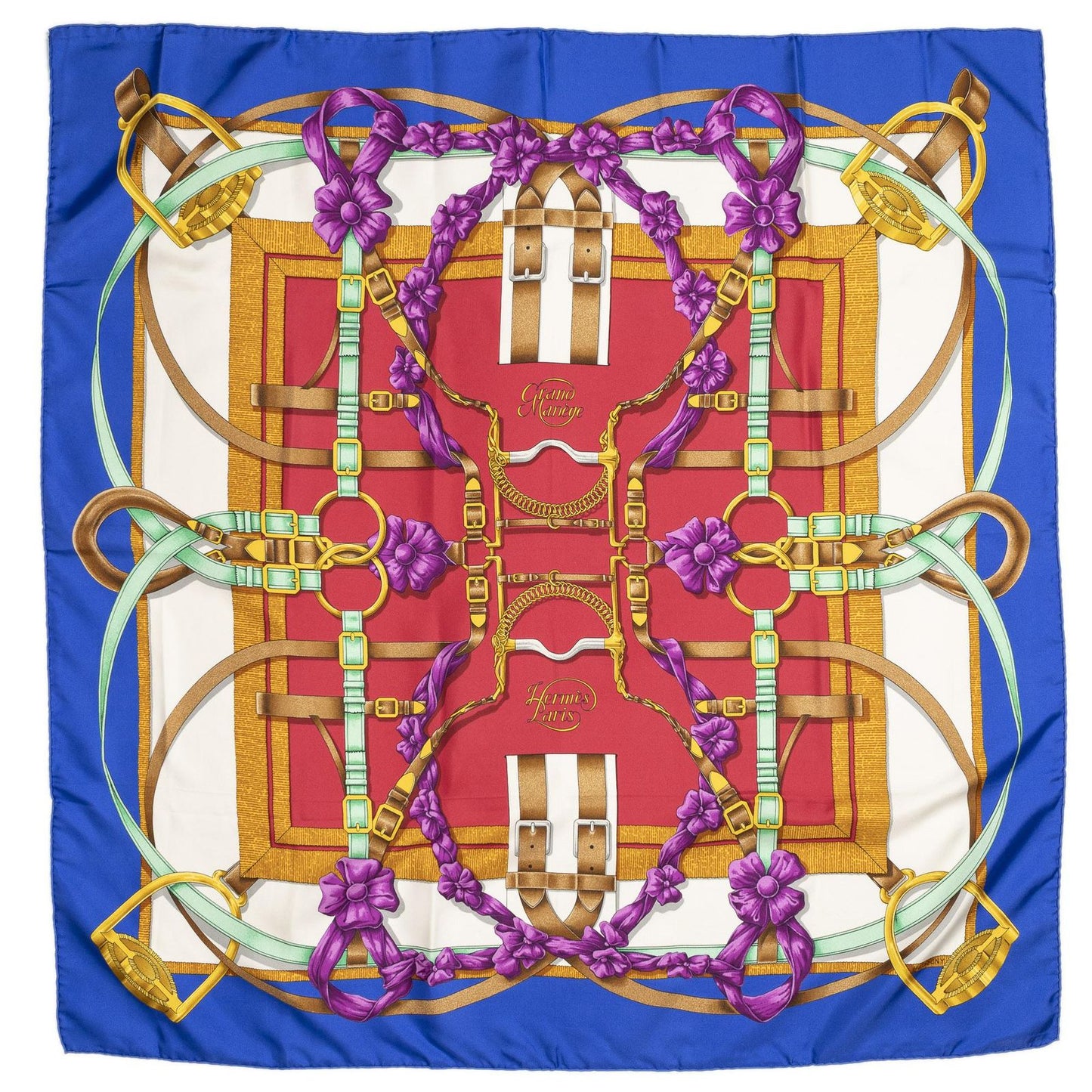 Hermes Scarf Blue Red Twillsilk — view 2