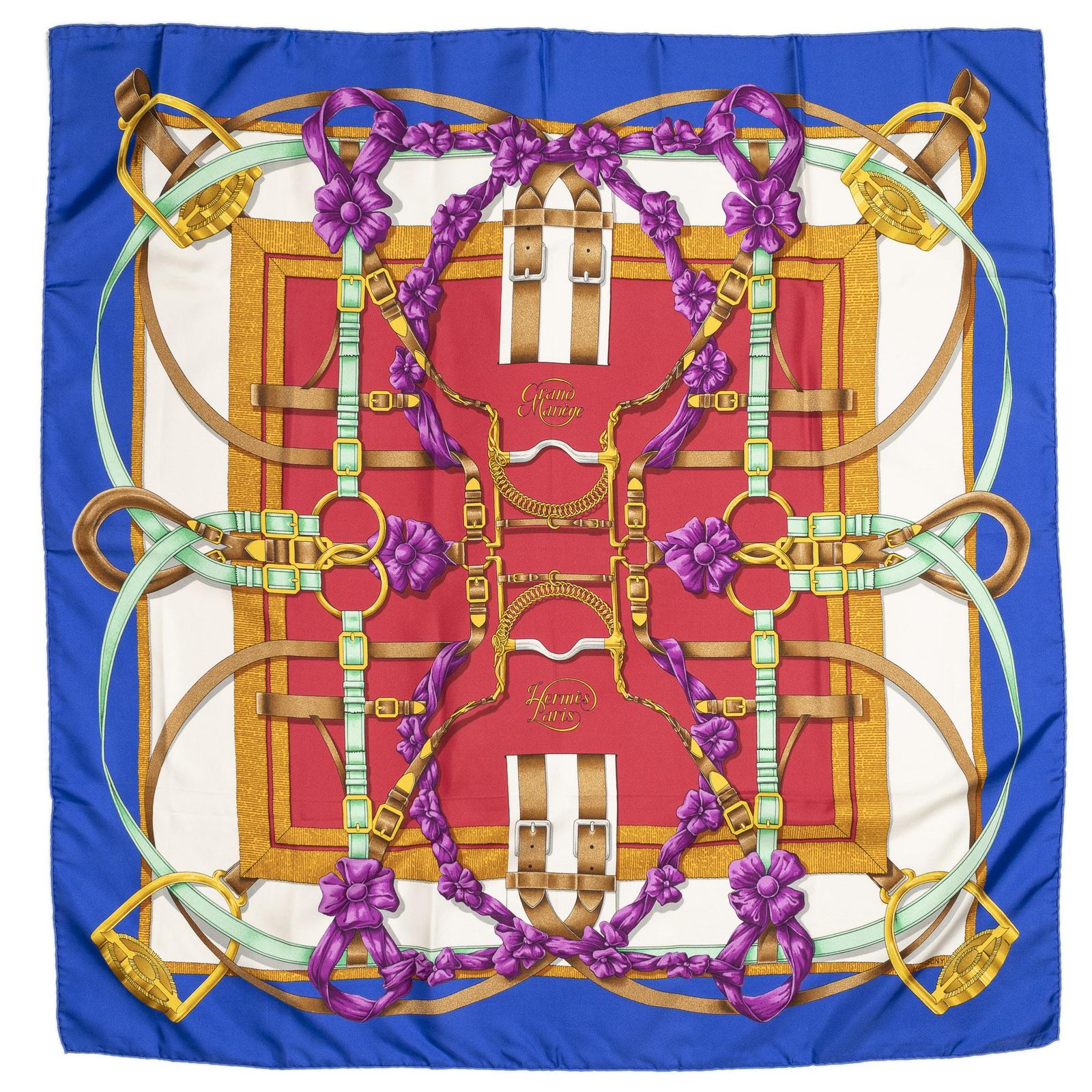 Hermes Scarf Blue Red Twillsilk — view 2