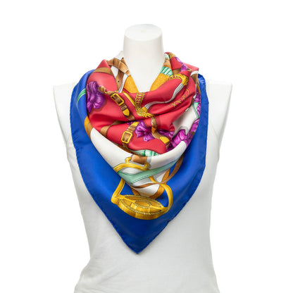 Hermes Scarf Blue Red Twillsilk