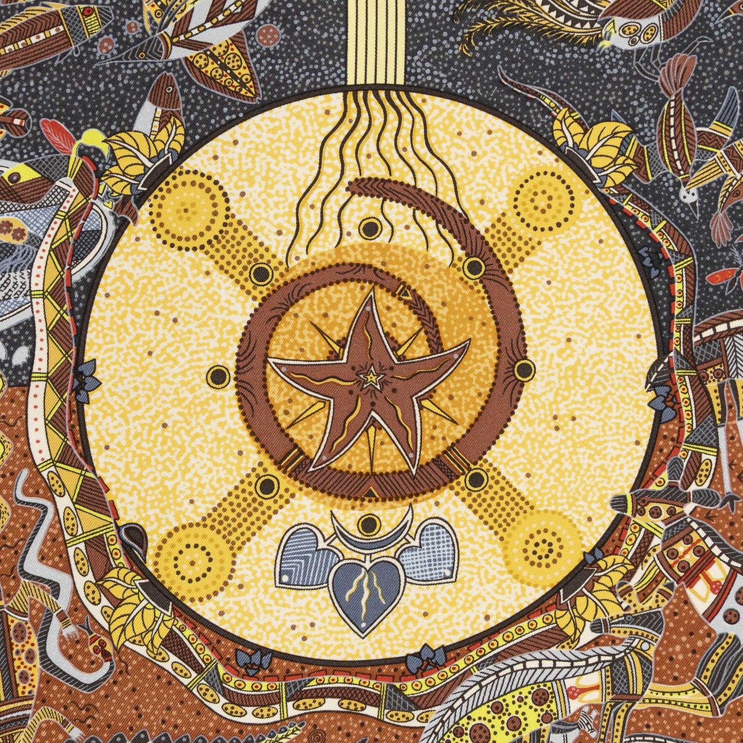 Hermes Scarf Orange Yellow Brown 100% Twillsilk — view 3