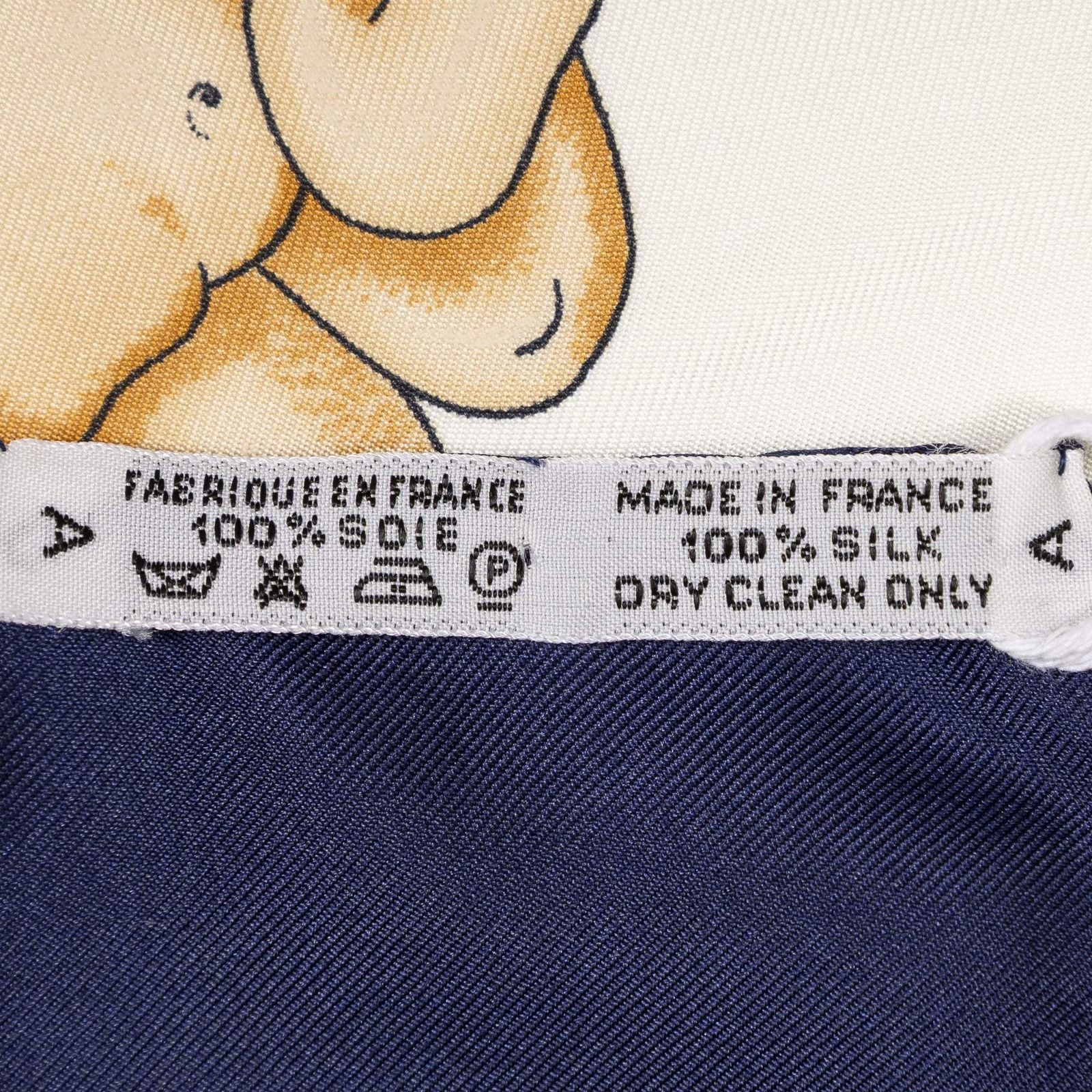 Hermes Scarf Navy Red 100% Gold Twill Silk — view 5
