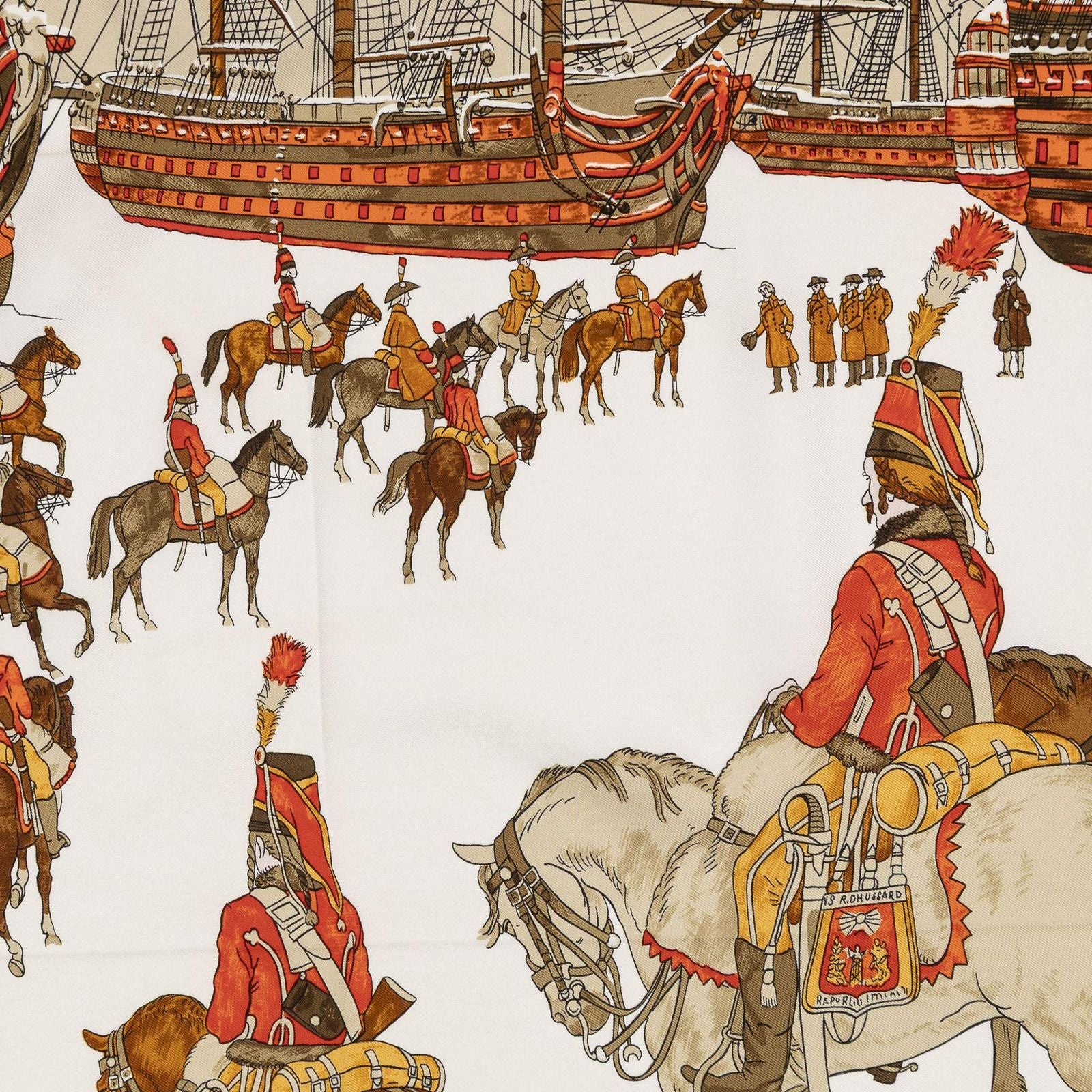 Hermes Scarf Red Brown White 100% Twillsilk — view 3