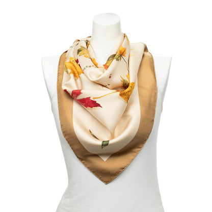 Hermes Scarf Beige Red Green 100% Twillsilk