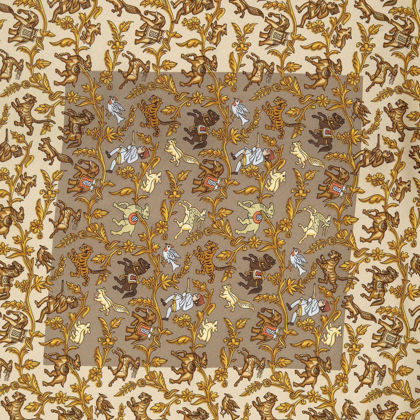 Hermes Scarf Brown Beige 100% Twillsilk — view 3
